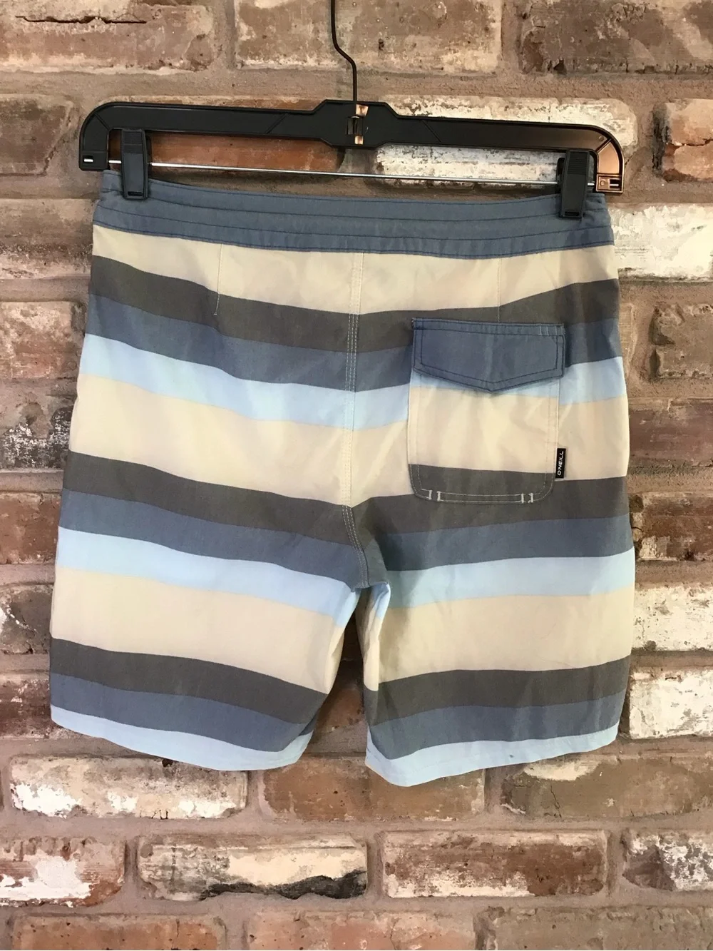 O'Neill Men's Striped Blue, Light Blue & Gray Board Shorts 31